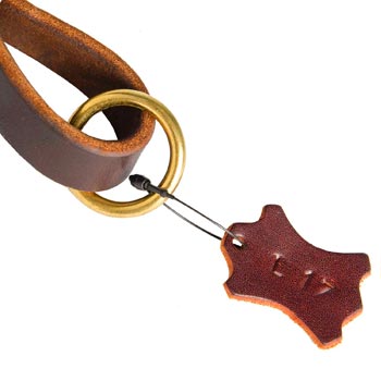 Leather Pull Tab for Collie with O-ring for Leash Attachment