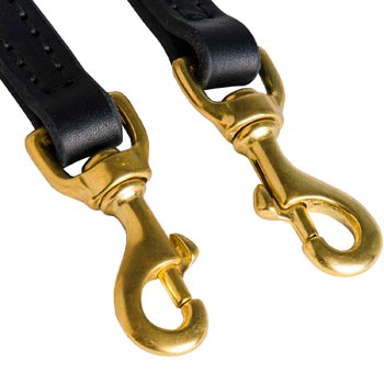 Leather Leash for Collie with Rust Resistant Snap Hooks